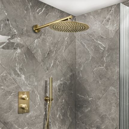 Douchekraan Thermostatisch 2-Weg met Muurgemonteerde Douchekop en Handdouche Modern | Keuze Afwerking | Otto