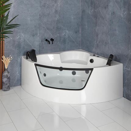 Whirlpool Hoek Spa-Bad 140cm x 140cm Zwart | Breeze
