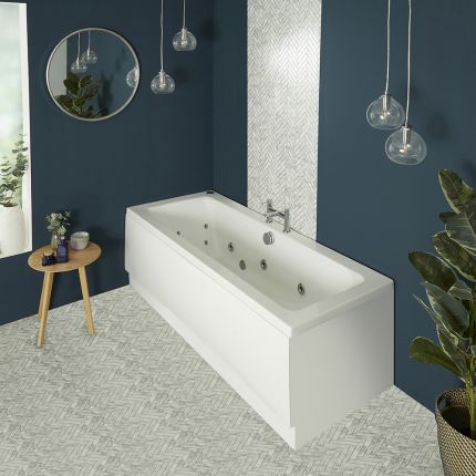 Whirlpool Bad Standaard Modern Dubbelzijdig Glanzend Wit | Keuze Afmeting, Keuze Jets en Optionele Badpanelen | Sandford