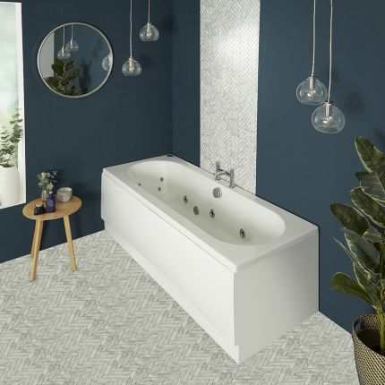 Whirlpool Bad Standaard Modern Dubbelzijdig Glanzend Wit | Keuze Afmeting, Keuze Jets en Optionele Badpanelen | Otterton