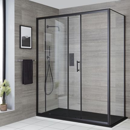 Douchezijwand Mat Zwart| Kies de Afmeting | Nox