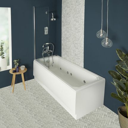Whirlpool Spa-bad Klassiek met Chromen Badwand | Keuze Afmetingen en Panelen | Richmond