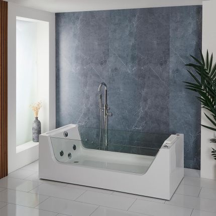 Whirlpool Spa-Bad 180cm x 80cm Chromen | Breeze