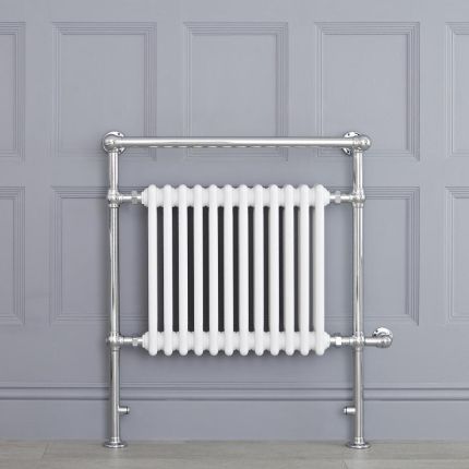Elektrische Handdoekradiator Klassiek Chroom /Wit 79 x 93cm x 23cm Incl. Standaard Verwarmingselement | Elizabeth