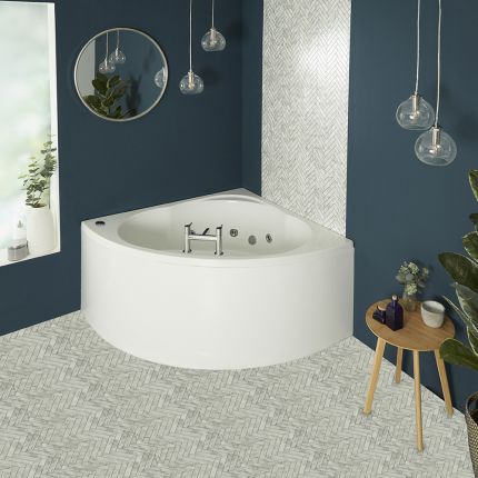 Whirlpool Hoekbad Modern Glanzend Wit 120cm x 120cm met Paneel | Belstone