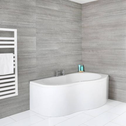 Hoekbad met Badpaneel 150cm x 100cm Glanzend Wit | Keuze van Linker of Rechter Uitvoering | Ashbury