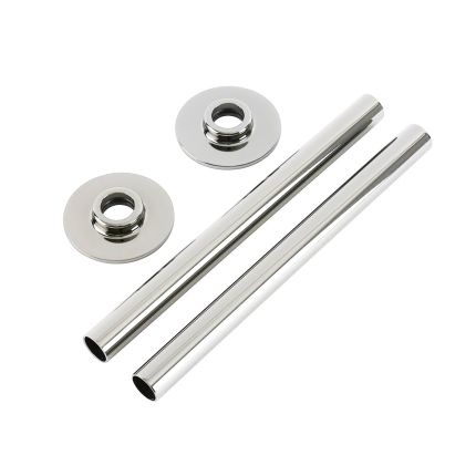 d.15mm Verwarmingsbuis 18,5cm & 2 x Rozetten Verchroomd Messing