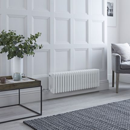 Elektrische Design Radiator Horizontaal 4 Kolommen Klassiek Wit 101 x 30cm Met Optionele WiFi-Thermostaat | Windsor
