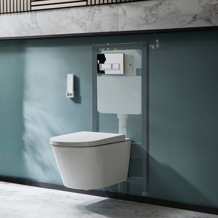 Hangend Japans Toilet met Hoog Muurframe | Keuze Bedieningsplaat | Hirayu