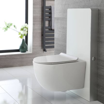 Toilet Randloos Wit met WC-bril en Stortbak met Ombouw Wit | Otterton