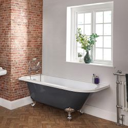 Vrijstaand Bad 168,5cm x 75cm Klassiek Hoekinstallatie - Steengrijs | Linker en Rechter Uitvoeringen Verkrijgbaar en Keuze Badpoten | Elton