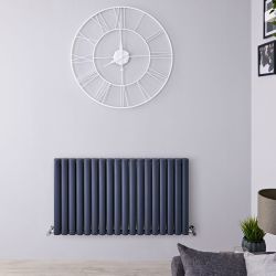 Design Radiator Antraciet Horizontale Aluminium DubbelPaneel 107cm x 60cm |Revive Air