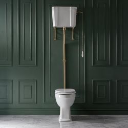 Toilet met Hooghangend Reservoir | Keuze Toiletzitting en Keuze Afwerking Toilettrekker, Valpijp en Muursteunen | Richmond