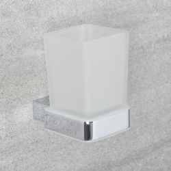 Bekerhouder Modern Chromen met Glazen Beker | Kubix