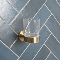 Glazen beker en houder Antiek Messing | Alama