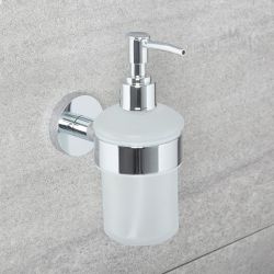 Zeepdispenser Modern Muurgemonteerd Matglas en Chroom | Como