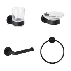 4-delig Accessoireset Glas & Mat Zwart | Nox