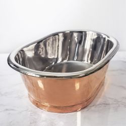 Koperen Opzetwastafel Klassiek 53cm x 34,5cm - Glanzend Nikkel Afwerking