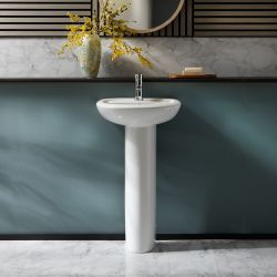 Wastafel met Zuil Modern 45cm (Eén Kraangat) | Kenton
