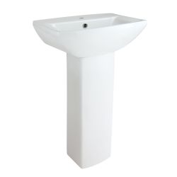 Wastafel met Zuil Modern 50cm (Eén Kraangat) | Halwell