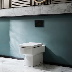 Toilet Staand Keramisch Vierkant Inclusief Soft-close WC-Bril Wit | Sandford