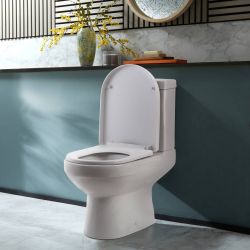 Duoblok Toilet - Achter Onder (AO) Aansluiting - Modern met Soft-Close Toiletzitting | Keuze Afwerking Spoelknop | Covelly
