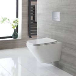 Toilet Hangend Randloos Vierkant Modern Wit met Softclose WC-bril | Exton