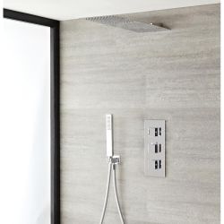Doucheset - 2-Weg Thermostatische Douchekraan, Douchekop, Handdouche Chroom | Kubix