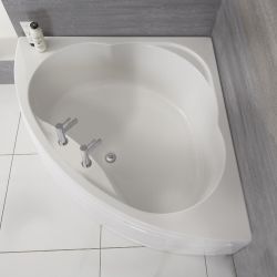 Hoekbad Inclusief Badpaneel 120cm x 120cm Glanzend Wit | Belstone