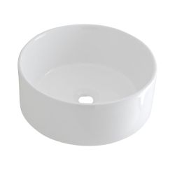 Opzetwastafel Rond Diameter 40cm Wit met Muurgemonteerde Wastafelmengkraan Chromen | Covelly