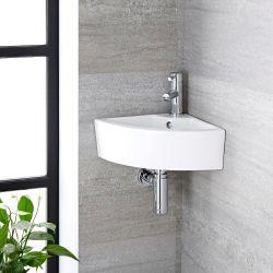 Hoekfontein Toilet Keramiek B.46 x D.32cm Met 1 x Kraangat Wit | Belstone