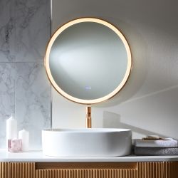 Wandspiegel 60cm Rond met LED-Verlichting Modern - Satijn Koper | Camila