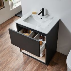 Wastafelmeubel 61cm met Wastafel en Open Plank | Keuze Afwerking, Wastafel en LED-Verlichting | Hoxton