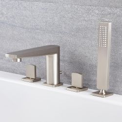 Badmengkraan 4-Gats met Handdouche Geborsteld Nikkel | Harting