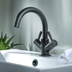 Wastafelmengkraan 1-Gats met Draaibare Uitloop Modern - Zwart | Nox
