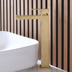 Hoge Wastafelmengkraan 1-Gats modern - Satijn Goud | Lyra