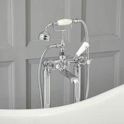 Hudson Reed Elizabeth - Vrijstaande Badmengkraan Klassiek met Kruisgrepen en Handdouche - Keuze Afmeting