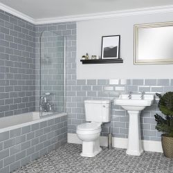 Badkamerset Klassiek -  Bad, Duoblok Toilet en Wastafel met Zuil | Keuze uit 1, 2 of 3 Kraangaten | Richmond