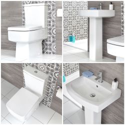 Duoblok Toilet en Wastafel 60cm met Zuil Wit | Sandford