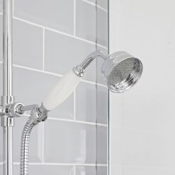 Doucheset Klassiek Chromen en Wit - 2-Weg Thermostatische Inbouw Douchekraan met Omstel, Baduitloop en Glijstangset met Handdouche | Elizabeth