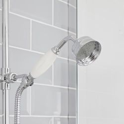 Hudson Reed Elizabeth - Douchekolom Klassiek Opbouw 2-Weg Thermostatisch met 19cm Ronde Douchekop en Handdouche Chroom en Wit