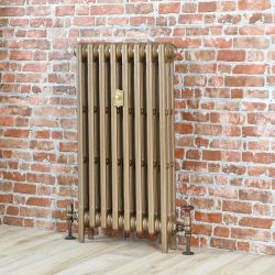Gietijzeren Radiator Gebrand Goud 3 Koloms | H.86cm x Kies De Breedte | Mercury