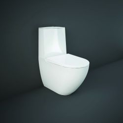Duoblok Toilet Modern Randloos met Contactloos Bedieningssysteem en een Soft-close WC-Bril Glanzend Wit | RAK Des x Hudson Reed