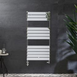 Handdoekradiator Dual Fuel / Hybride Chromen Vlak - Incl. Verwarmingselement en Dual Fuel Radiatorkranen | Keuze Afmeting en Optie voor Kabelafdekking | Lustro
