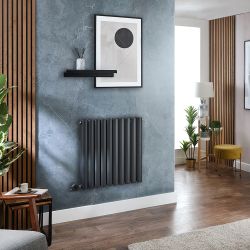 Elektrische Design Radiator Horizontaal Antraciet | Keuze Afmeting | Keuze WiFi Thermostaat | Vaste Bedrading of met Stekker | Revive - ECOSO van Hudson Reed