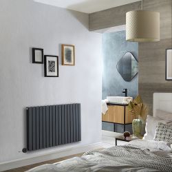 Elektrische Design Radiator Horizontaal Antraciet | 63,5cm Hoog - Keuze Breedte | Keuze WiFi-Thermostaat | Vaste Bedrading of met Stekker | Sloane - ECOSO van Hudson Reed