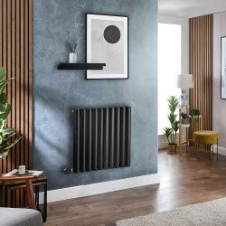 Elektrische Design Radiator Horizontaal Zwart | Keuze Afmeting | Keuze WiFi Thermostaat | Vaste Bedrading of met Stekker | Revive - ECOSO van Hudson Reed