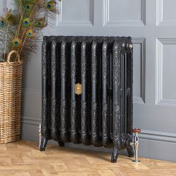 Gietijzeren Radiator Bloemenmotief 76,8cm Hoog - Zwart | Kies de Afmeting | Charlotte