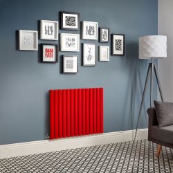 Design Radiator Elektrisch Horizontaal 63,5cm Hoog Rood (Siamese Red) | Keuze Afmeting en Opties voor Thermostaat en Kabelafdekking | Revive