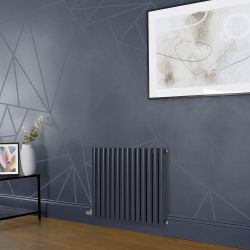 Design Radiator Elektrisch Horizontaal 63,5cm Hoog Blauw (Regal Blue) | Keuze Afmeting en Opties voor Thermostaat en Kabelafdekking | Revive